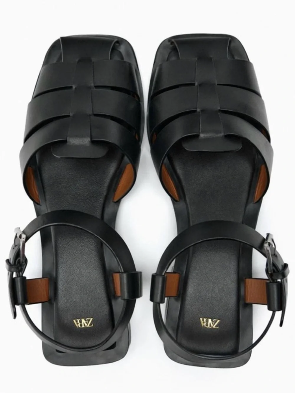 Zara Black Leather Fisherman Sandals - Picture 1 of 5
